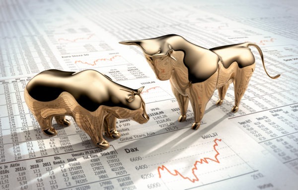Stock market image of bear and bull